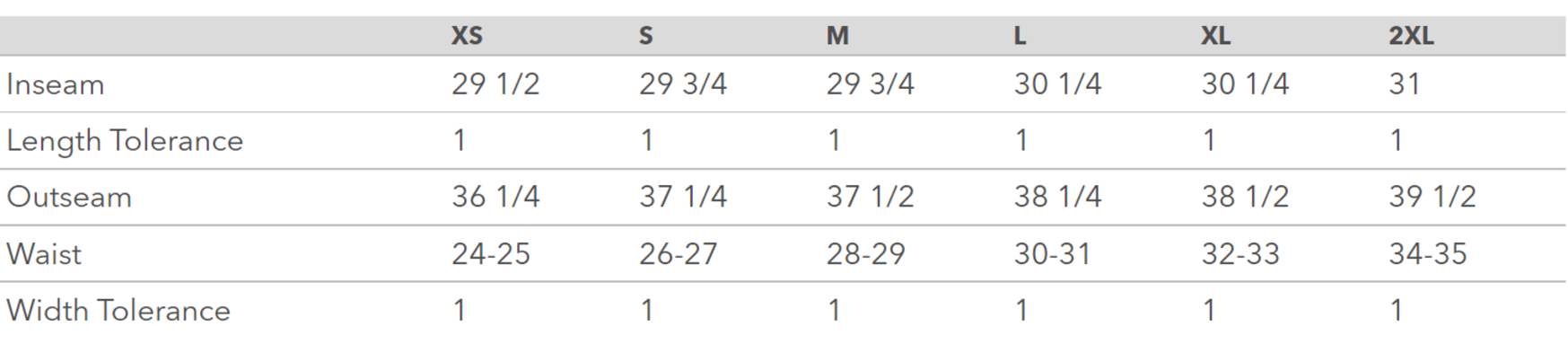 Size chart for a Independent Trading Co. Women's California Wave Wash Sweatpants