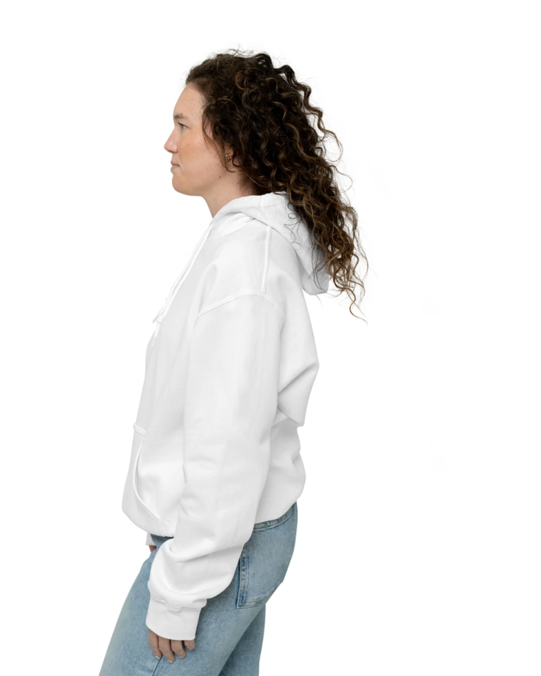 Image of a model wearing a 12500 Gildan Dryblend 50/50 Hooded Sweatshirt