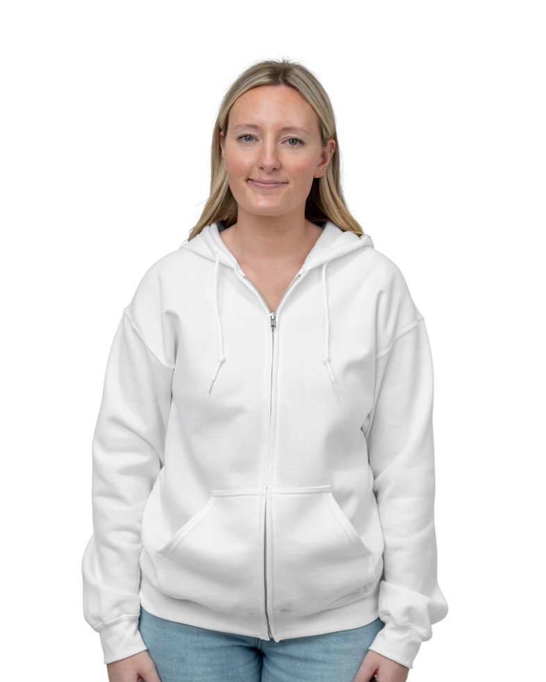 Image of a model wearing a 18600 Gildan Heavy Blend Full Zip Hood