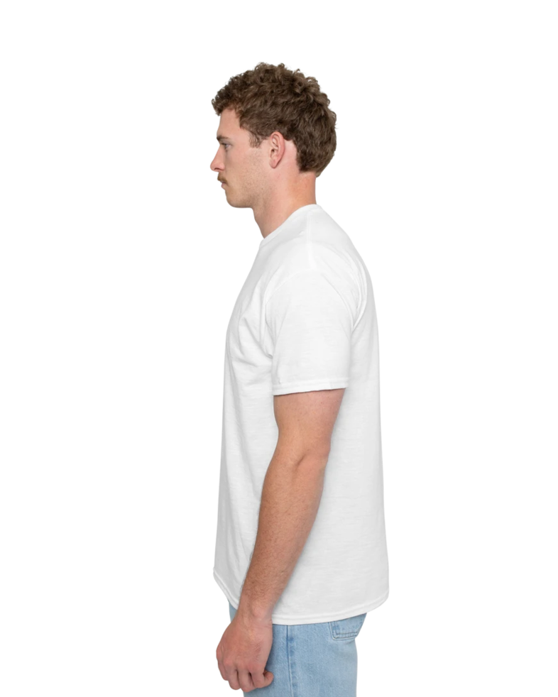 Image of a model wearing a 202 Tultex Unisex Fine Jersey T-Shirt