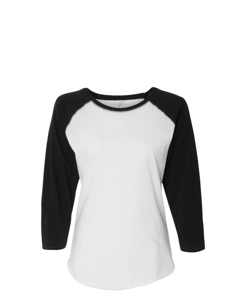 Image of a model wearing a 3530 LAT Women's Baseball Fine Jersey Tee