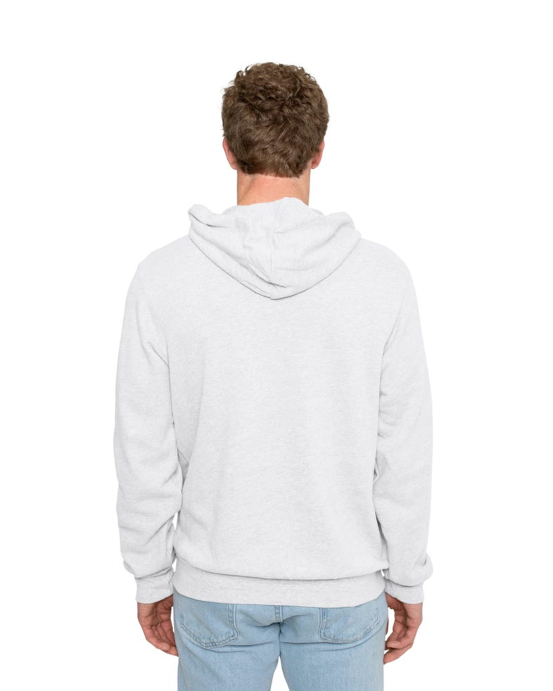 Image of a model wearing a 3739 Bella + Canvas Unisex Sponge Fleece Full-Zip Hoodie