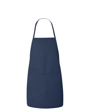 Model wearing a 5505 Liberty Bags Medium-Length Butcher Block Apron