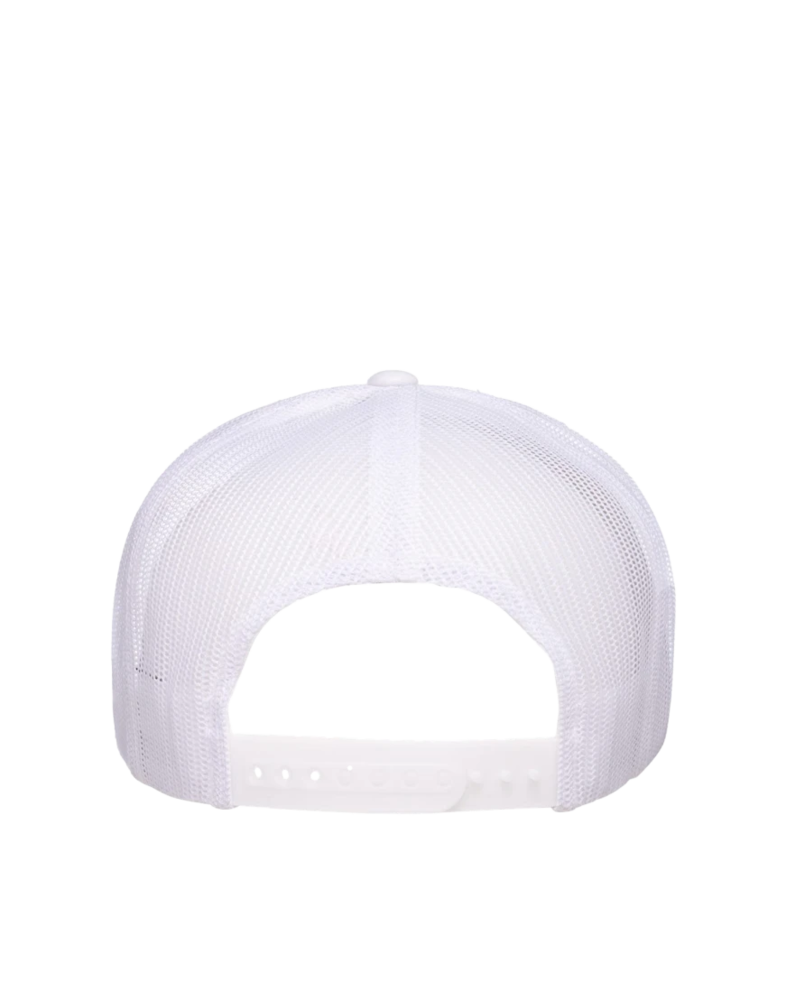 Image of a model wearing a 6006 YP Classics Five-Panel Classic Trucker Cap