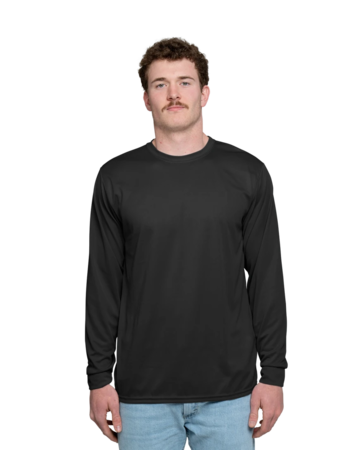 Model wearing a Augusta 788 Wicking Long Sleeve Tee