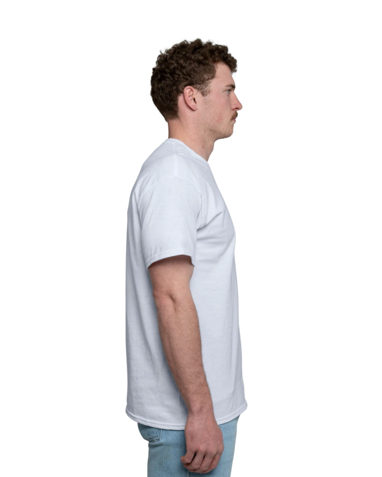 Image of a model wearing a 8000 Gildan DryBlend 50/50 Tee