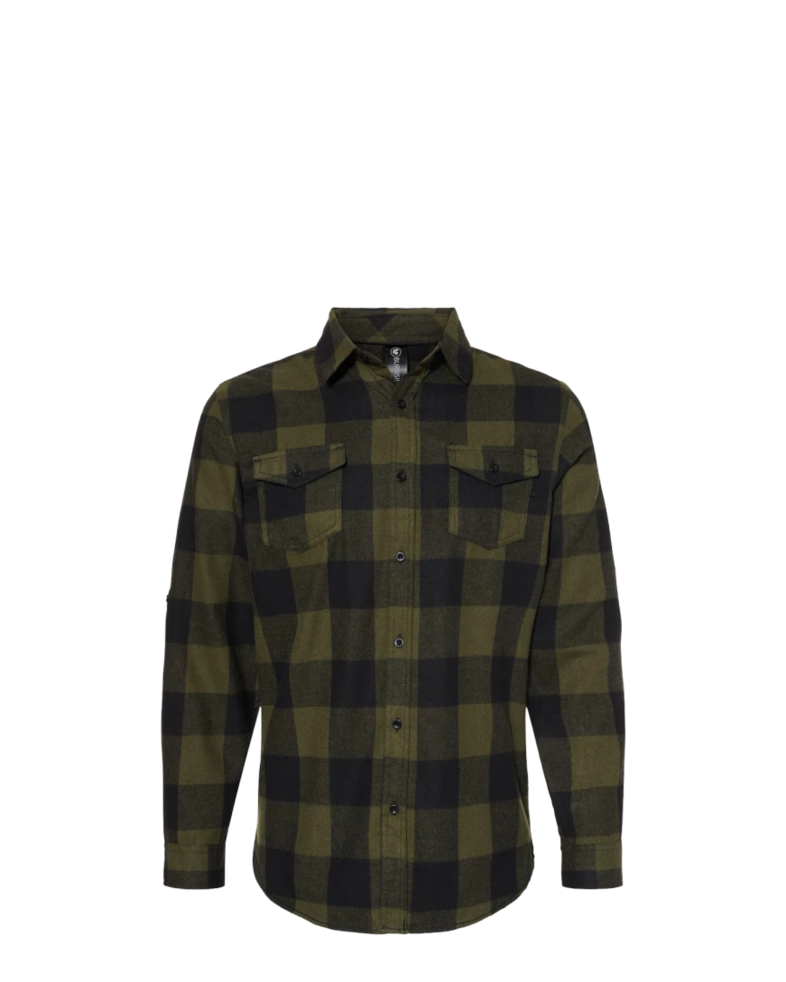 Image of a model wearing a 8210 Burnside Yarn-Dyed Long Sleeve Flannel Shirt