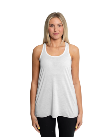 Model wearing a B8800 Bella + Canvas Ladies Flowy Racerback Tank