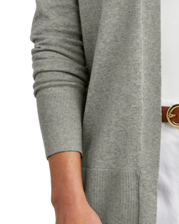 Closeup of a BB18403 Brooks Brothers® Women’s Cotton Stretch Long Cardigan Sweater
