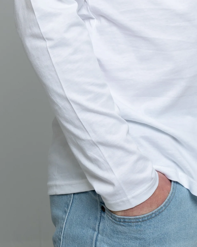 Closeup of a DT105 District Long Sleeve Tee