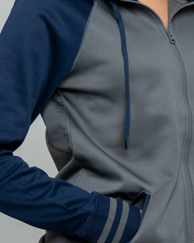 Closeup of a LST236 Sport-Tek Ladies Sport-Wick Varsity Fleece Full-Zip Hooded Jacket