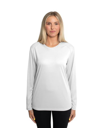 Model wearing a 4164 Badger Core Ladies Long Sleeve Tee