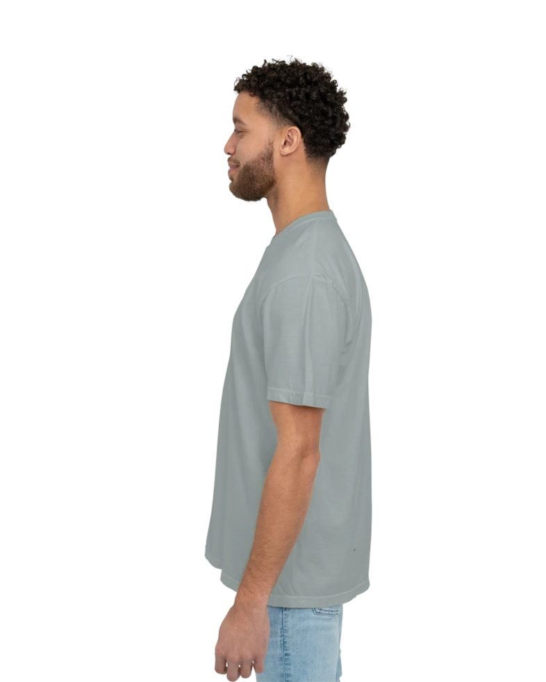 Image of a model wearing a CC1717 Comfort Colors Pigment Dyed Short Sleeve Shirt