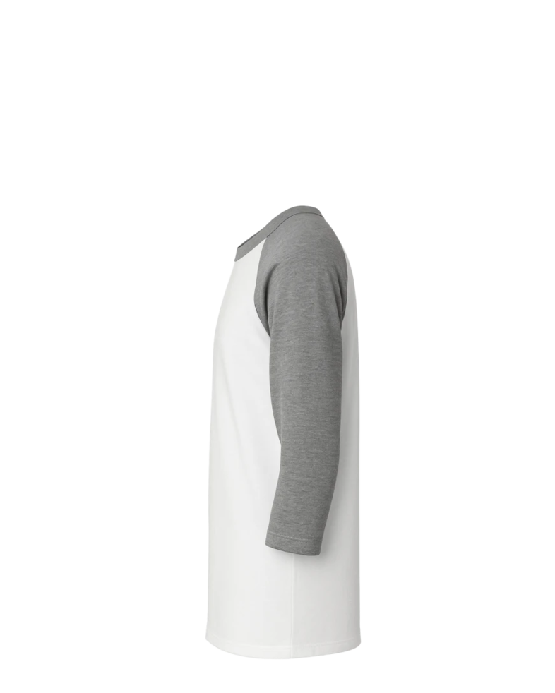 Image of a model wearing a DM136 District Tri-Blend Baseball Raglan