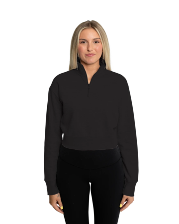 Model wearing a DT6111 District® Women’s V.I.T.™ Fleece 1/2-Zip