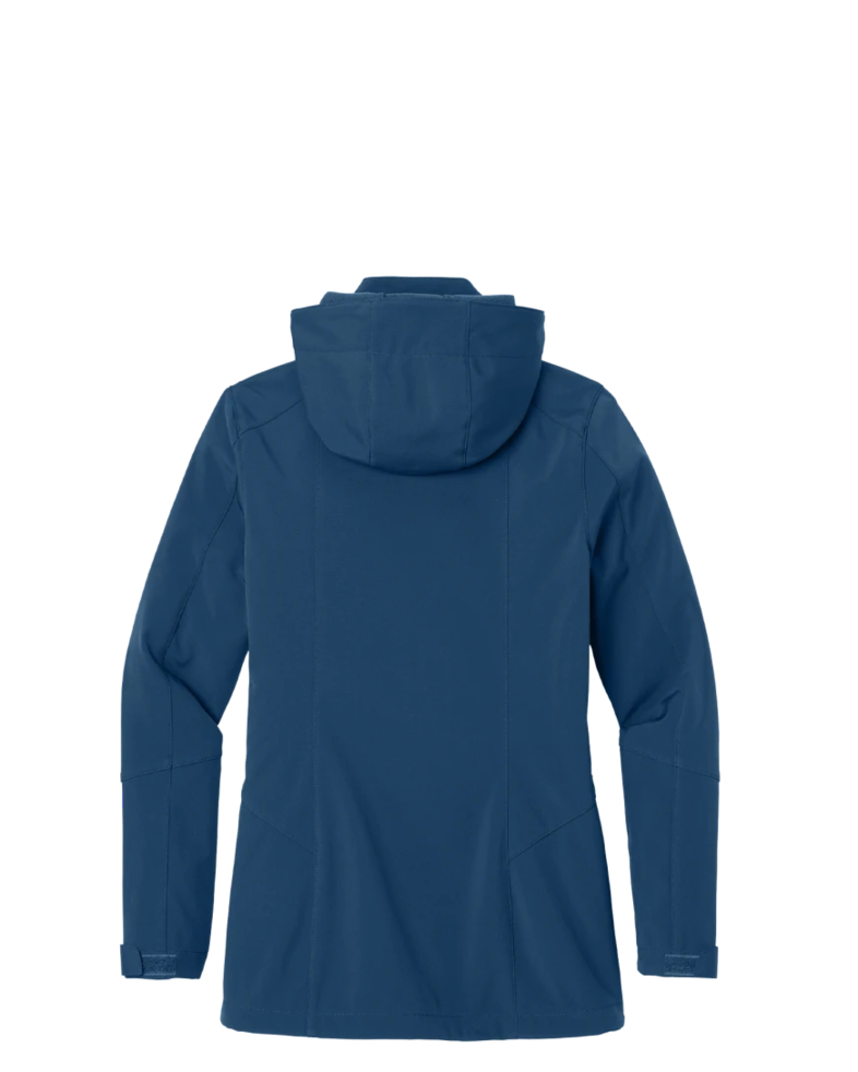 Image of a model wearing a EB537 Eddie Bauer Ladies Hooded Soft Shell Parka