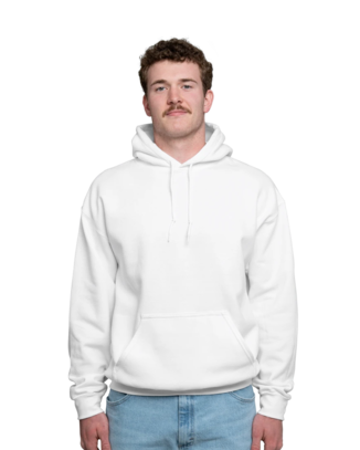 Model wearing a 18500 Gildan Blend Pullover Hooded Sweatshirt