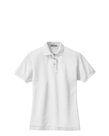 Model wearing a L420 Port Authority Pique Knit Ladies Sport Shirt