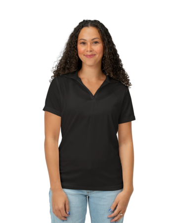 Model wearing a LST640 Sport-Tek Ladies PosiCharge RacerMesh Polo