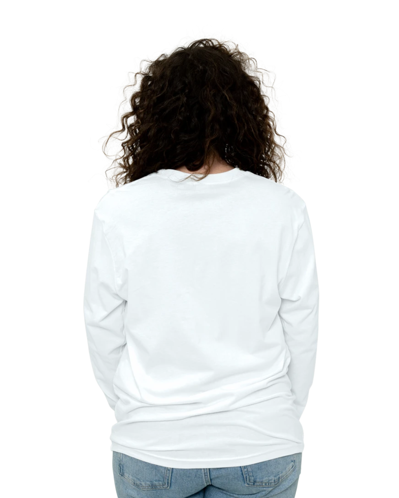 Image of a model wearing a NL3601 Next Level Premium Fitted Long Sleeve Crew Tee