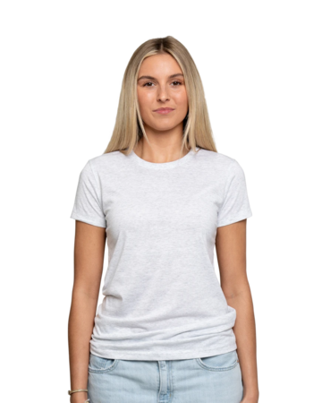 Model wearing a 6710 Next Level Ladies Tri-Blend Crew