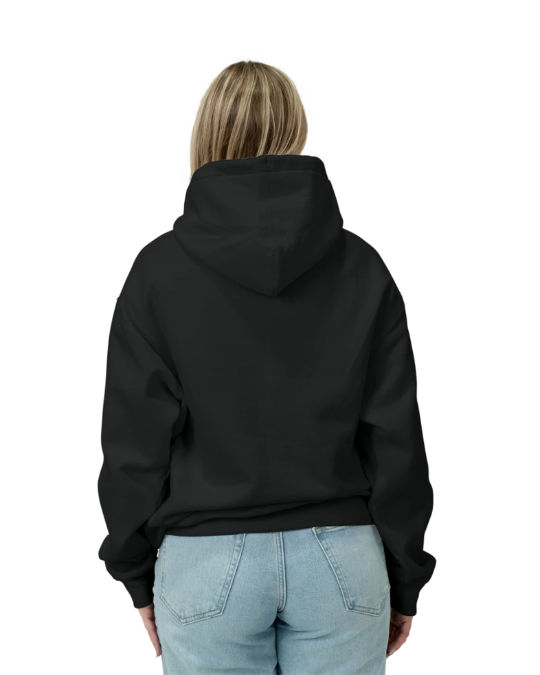 Image of a model wearing a PC90H Port & Company Essential Fleece Pullover Hooded Sweatshirt