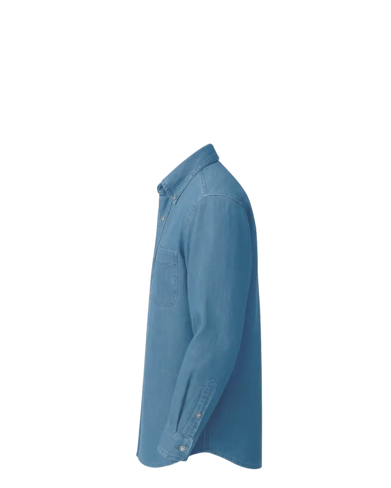 Image of a model wearing a SP10 Port & Company Long Sleeve Value Denim