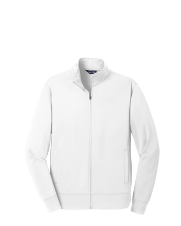 Model wearing a ST241 Sport-Tek Sport-Wick Fleece Full-Zip Jacket