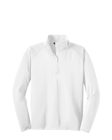 Model wearing a ST850 Sport-Tek Sport-Wick Stretch 1/2-Zip Pullover